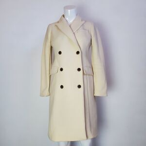 J. Crew Cream Wool Double-Breasted Coat